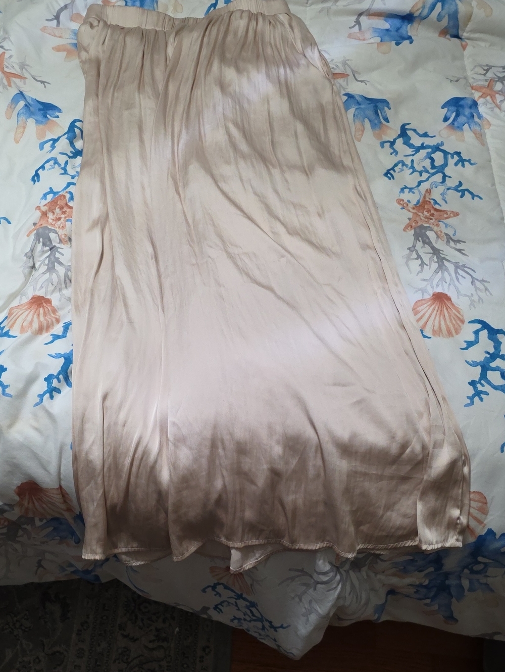 H&M Pale Beige Satin Slip Skirt